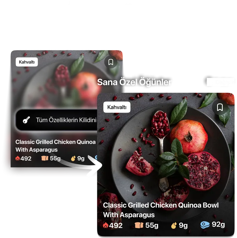 Kişisel öğün planı ekranı